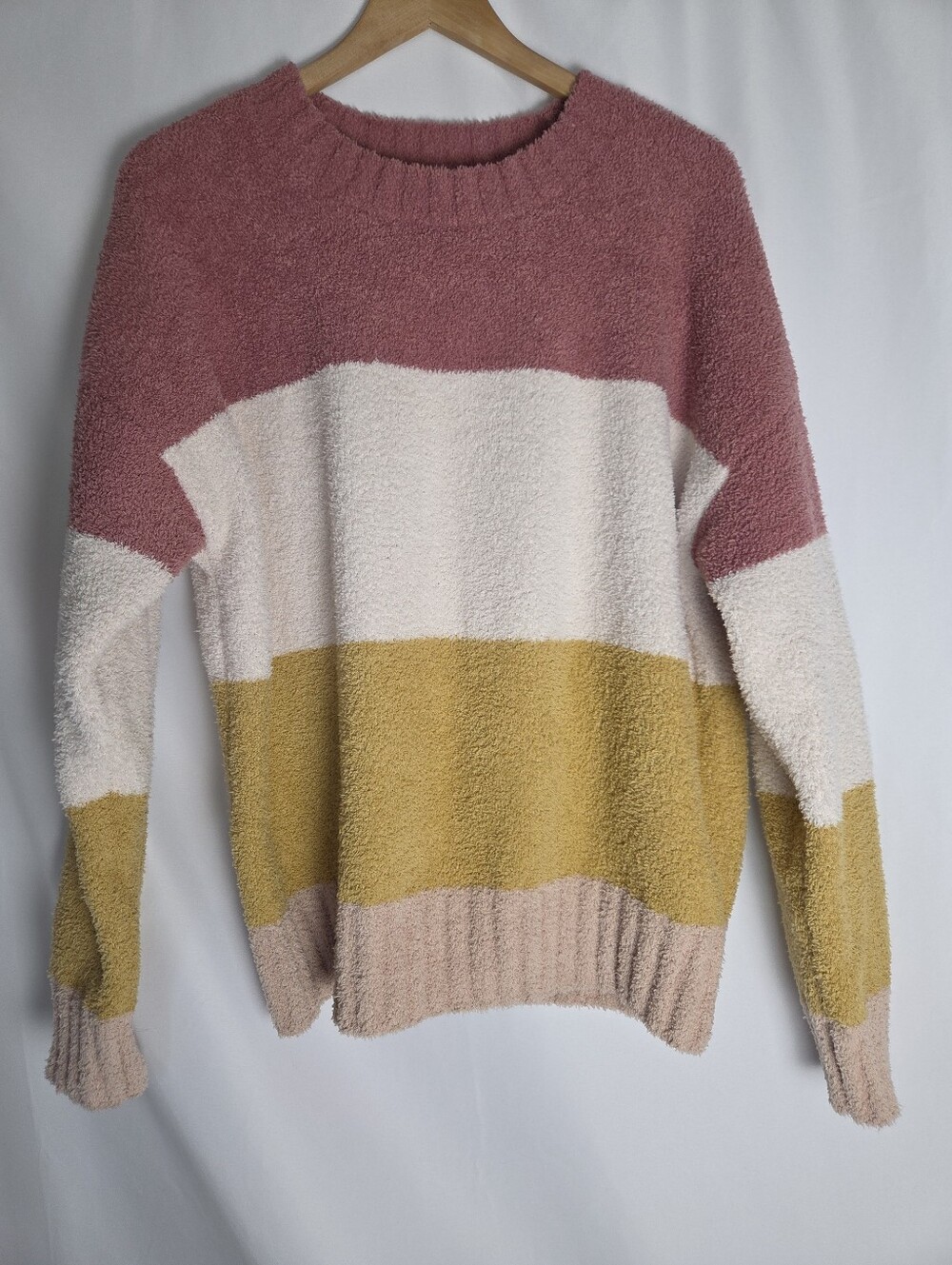 TXS Color Block Super Soft Striped Sweater Pink Brown Size Extra Large
